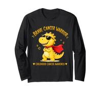 Brave Cancer Warrior Childhood Sensibilisation à l'enfance Dinosaure Mignon Manche Longue