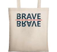 Brave Mirror Image Line Art Sac fourre-tout en coton écologique Beige
