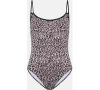 Brave Soul Animal Print Bodysuit Grey Animal/Blk 14 (L) Female