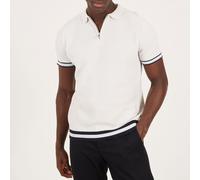 Brave Soul Mens Knitted Polo With Zip Neck & Contrast Trims Écru/Marine X Large Male
