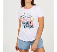 Brave Soul Camper Ringer T-Shirt Blanc/Corail 10 (S) Female