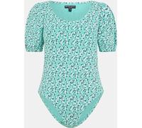 Brave Soul Floral Puff Sleeve Bodysuit Grn Dtsy Flrl 10 (S) Female