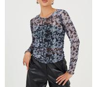 Brave Soul Ls Mesh Top Noir/Blanc 8 (XS) Female