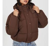 Brave Soul Oversized Short Puffer Jacket With Hood Chocolat 14 (L) Female