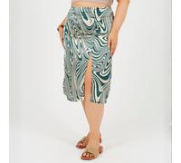 Brave Soul Plus Size Swirl Print Skirt With Side Split & Button Detail Tourbillon vert 22 (4XL) Female