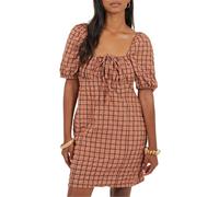 Brave Soul - Robe courte manches bouffantes motif/style à carreaux - (GT40985)