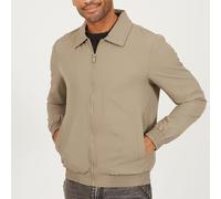 Brave Soul Taupe Seersucker Long Sleeve Harrington Jacket Taupe Medium Male