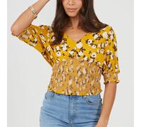 Brave Soul Vneck Blouse Fleurie Jaune 10 (S) Female
