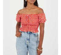 Brave Soul Women's Bardot Off Shoulder Top Rouge/Fleuri 10 (S) Female