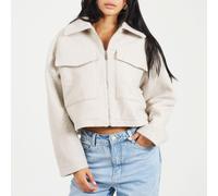 Brave Soul Women's Boucle Short Overcoat Gris clair 12 (M) Female