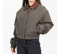 Brave Soul Women's Bs Twill Moss Bonded Corduroy Collar Full Zip Bomber Jacket Kaki 16 (XL) Female