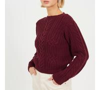 Brave Soul Womens Classic Crew Neck Cable Knit Jumper Aubergine 12 (M) Female