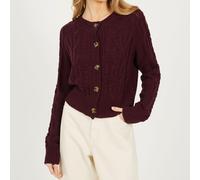 Brave Soul Womens Crew Neck Cable Knit Cardigan With Raglan Sleeve Vin 10 (S) Female