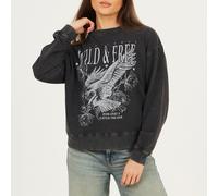 Brave Soul Womens Crew Neck Graphic Sweatshirt Lavage acide noir 16 (XL) Female