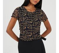 Brave Soul Womens Cropped Mesh Top With Seam Detail Beige/Noir 8 (XS) Female