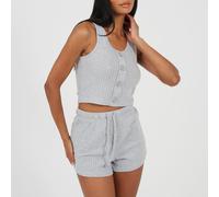 Brave Soul Womens Cropped Vest And Matching Shorts Lounge Set Marl gris 8 (XS) Female