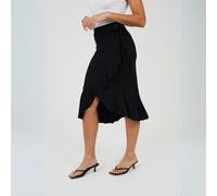 Brave Soul Womens Jersey Midi Wrap Skirt Noir 12 (M) Female