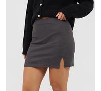 Brave Soul Womens Mini Skirt With Split Hem Detail Charbon Marl 16 (XL) Female
