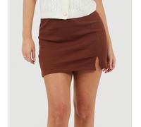 Brave Soul Womens Mini Skirt With Split Hem Detail Chocolat 16 (XL) Female