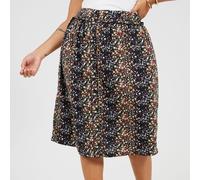 Brave Soul Womens Plus Size All Over Print Midi Skirt Floral noir 20 (3XL) Female