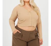 Brave Soul Bs Womens Plus Size Long Sleeve Top With Popper Fastening Taupe 24 (5XL) Female
