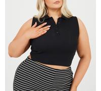 Brave Soul Bs Womens Plus Size Vest With Collar And Buttons Noir 18 (2XL) Female