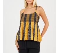 Brave Soul Womens Shirred Bust Vest With Floral Stripe Print Jaune/Noir 14 (L) Female