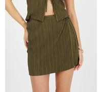 Brave Soul Womens Side Tie Plisse Mini Skirt Kaki 8 (XS) Female