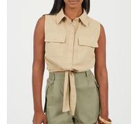 Brave Soul Womens Sleeveless Collared Top With Tie Detail Sable 16 (XL) Female