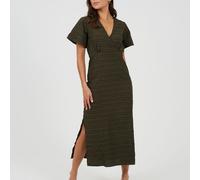 Brave Soul Women's Tie Back A Line Dress Kaki/Noir 8 (XS) Female