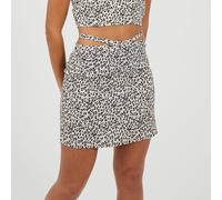 Brave Soul Womens Tie Detail Mini Skirt In Abstract Animal Print Beige Noir 10 (S) Female