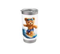 Brave Teddy Bear Riding the Waves Planche de surf Shapes Mania Gobelet isotherme en acier inoxydable double paroi