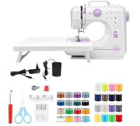 BRAVECOW MiNi Machine à coudre avec table coulissante, kit d'accessoires de couture pour enfants et débutants, 12 points intégrés et lumière LED intégrée, pédale de pied incluse