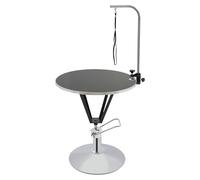 BraveeFly Table de toilettage hydraulique pour chien - Table de toilettage hydraulique réglable en hauteur - Table de toilettage ronde pour sécher, tailler, dresser (noir)