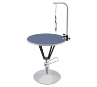 BraveeFly Table de toilettage hydraulique pour chien - Table de toilettage hydraulique réglable en hauteur - Table de toilettage ronde pour sécher, tailler, dresser - Bleu