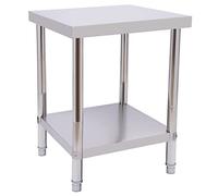 BraveeFly Table de travail en acier inoxydable à 2 niveaux avec étagère inférieure - Table de préparation d'extérieur - Pour cuisine, bar, restaurant - Charge maximale : 400 kg