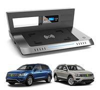 Braveking1 2021 Nouveau Chargeur sans Fil Voiture pour VW Tiguan 2018 2019 2020 2021 Panneau la Console Centrale, 15W Support de Téléphone à Charge Rapide avec USB QC3.0 et PD 18W pour iPhone Samsung
