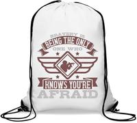 Bravery is being the only one who knows you're afraid Sac de gym décontracté avec cordon de serrage Blanc
