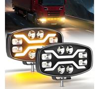 BraveWAY 2X 150W 10 Pouces 35000LM Phare De Travail LED Spot Flood Combo Phare Longue Portée LED Camion ECE avec Hi LO Feu De Jour Bicolorer, Feu d'accueil pour Camion 4x4 Tracteur BTP