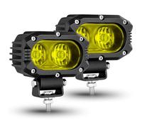 BraveWAY 4 Pouces Ambre Phare de Travail LED 80W 9600LM Phares Longue Portee LED Moto Ambre Antibrouillard Feux Additionnel Barre pour Moto, Voiture, Tracteur, Camion, SUV, Bâteau, Caravane