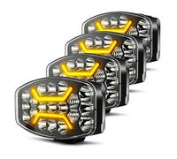 BraveWAY 4PCS 75W Phare De Travail LED Rond avec Feux De Jour Ambres Blancs, 6500K 3500K IP68 Phare Longue Portée LED Camion 12v 24v pour Voiture, Camion, Tracteur