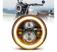 BraveWAY 7 Pouces Phare LED Moto Rond 4 Modes Eclairages DRL Blanc Clignotant Ambre L'intégration Compatible avec Touring Ultra Classic Electra Street Glide Tri Cvo Heritage Softail