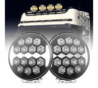 BraveWAY 9 Pouces Phare De Travail Led 2 PCS Phare Longue Portée Led Avec Feu de Position Orange/Blanc 12V - 24V, Homologué E9 pour Voiture, Camion, Tracteur, Feux Avants，Feux D'Accueil Blancs