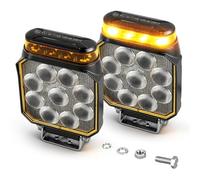 BraveWAY Phare De Travail Led 12/24V 4 Pouces 30 W 6000LM Avec Fonction D'Avertissement, Lumière Diffuse + Lampe D'Avertissement, Pour Engins De Chantier, Camions, Pelleteuses, Tracteurs