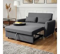 Bravich Dahlia Canapé-lit 2 places convertible compact en tissu de lin moderne pour petits espaces, salon, chambre d'amis, 140 cm, gris