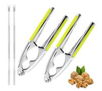 Bravien Casse Noix sans Effort, 4Pcs Set Casse Noix Vert avec 2Pcs Aiguilles Noix pour Haselnüsse Walnuts Noix De Pecan Hummer Facile A Utiliser Outil Durable Cuisine