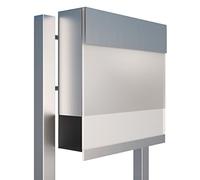 Bravios Boîte aux lettres sur pied avec compartiment à journaux Design Manhattan Stand Acier inoxydable/acrylique Blanc