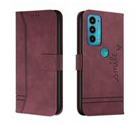 Bravoday Coque pour Moto E20 / Moto E40 / Moto E30, Etui Cuir avec Magnetique, Flip Pochette Housse pour Moto E20 / Moto E40 / Moto E30 Protection, Vin Rouge