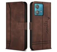 Bravoday Coque pour Moto Edge 40 Neo/Moto Edge 40 Neo, Etui Cuir avec Magnetique, Flip Pochette Housse pour Moto Edge 40 Neo/Moto Edge 40 Neo, Marron