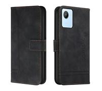 Bravoday Coque pour Realme C30, Etui Cuir avec Magnetique, Flip Pochette Housse pour Realme C30 Protection, Noir